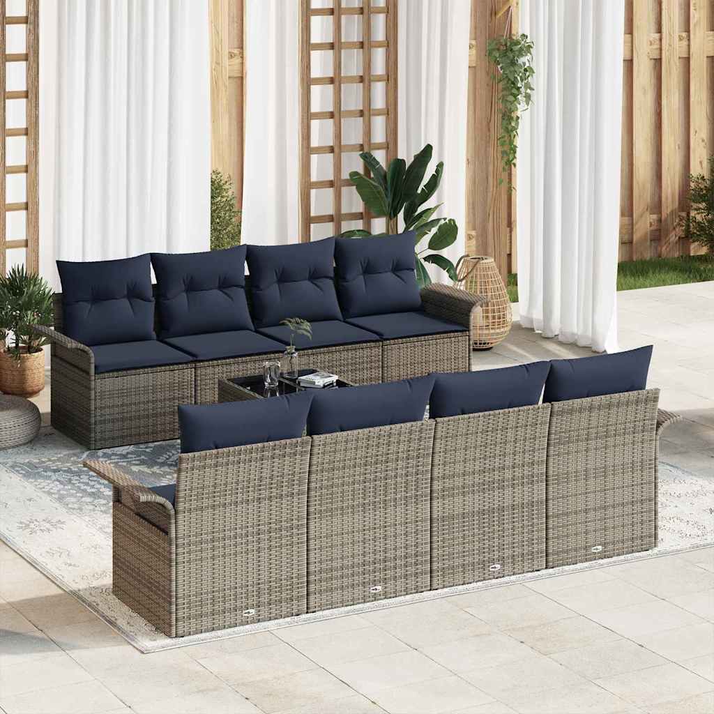 vidaXL Tuin Sofa Set met kussen 9 pcs Zwart poly rattan