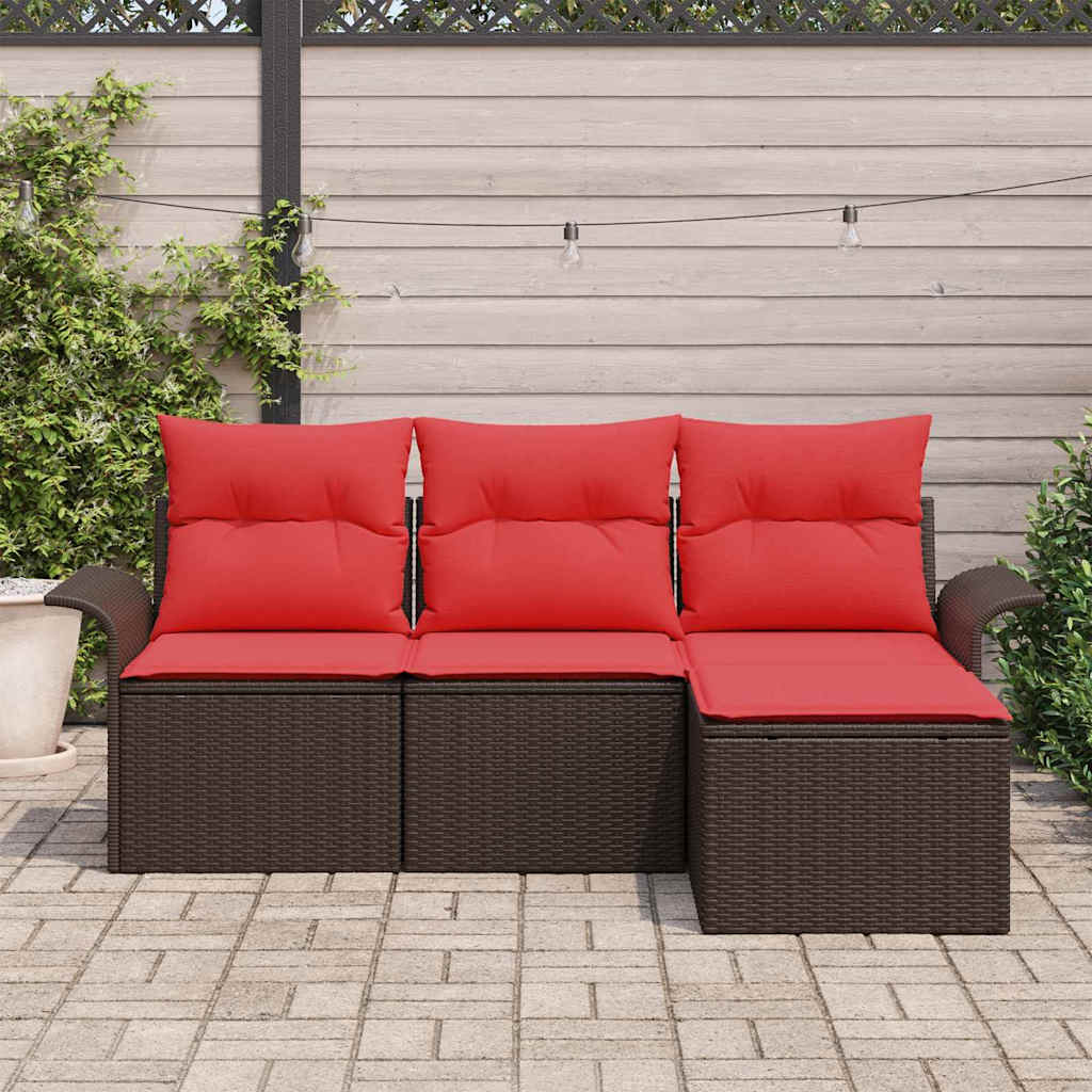vidaXL Tuin Sofa Set met kussen 4 pcs Zwart poly rattan