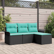 vidaXL Tuin Sofa Set met kussen 4 pcs Zwart poly rattan