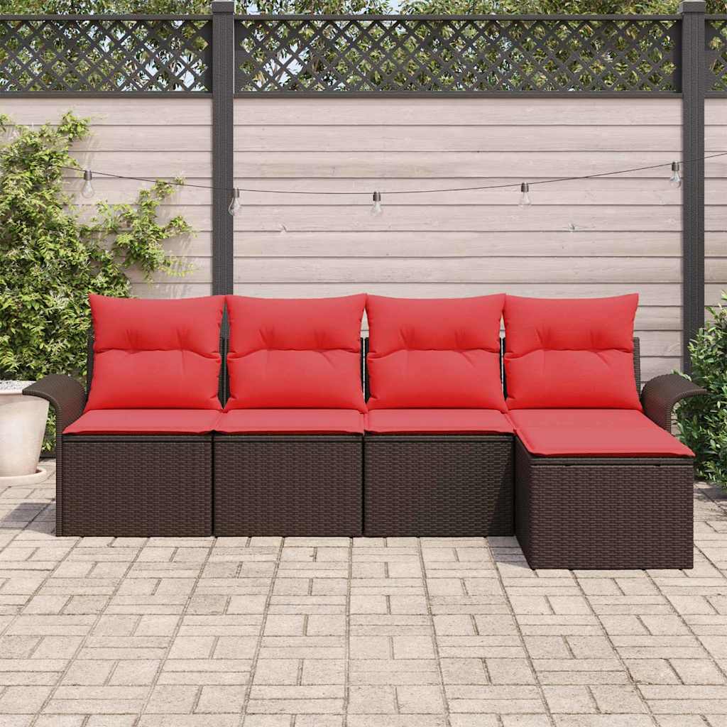 vidaXL Tuin Sofa Set met kussen 5 pcs Zwart poly rattan