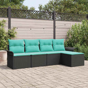 vidaXL Tuin Sofa Set met kussen 5 pcs Zwart poly rattan