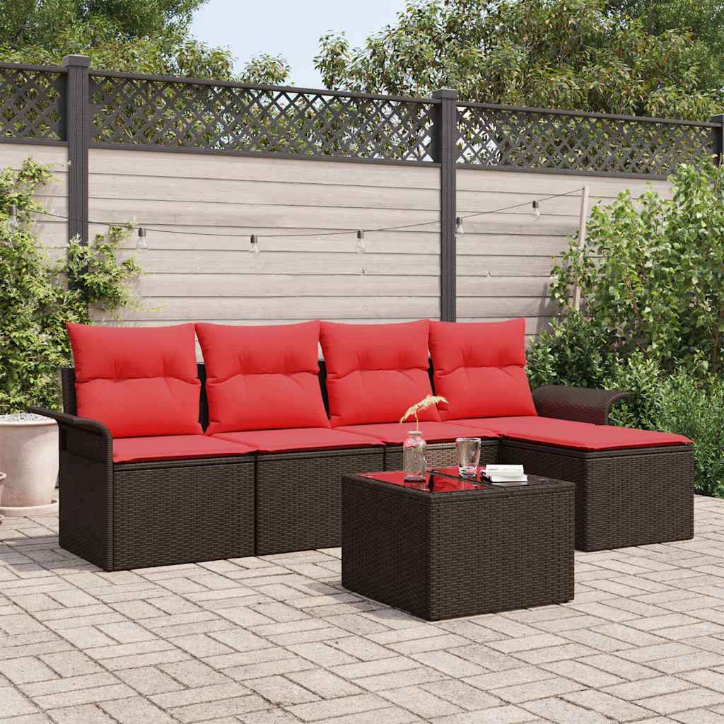 vidaXL Tuin Sofa Set met kussen 5 pcs Zwart poly rattan