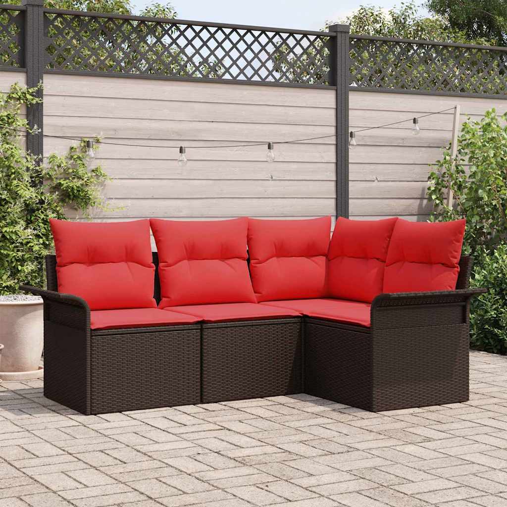vidaXL Tuin Sofa Set met kussen Zwart poly rattan