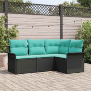 vidaXL Tuin Sofa Set met kussen Zwart poly rattan