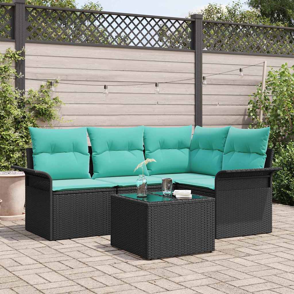 vidaXL Tuin Sofa Set met kussen Zwart poly rattan