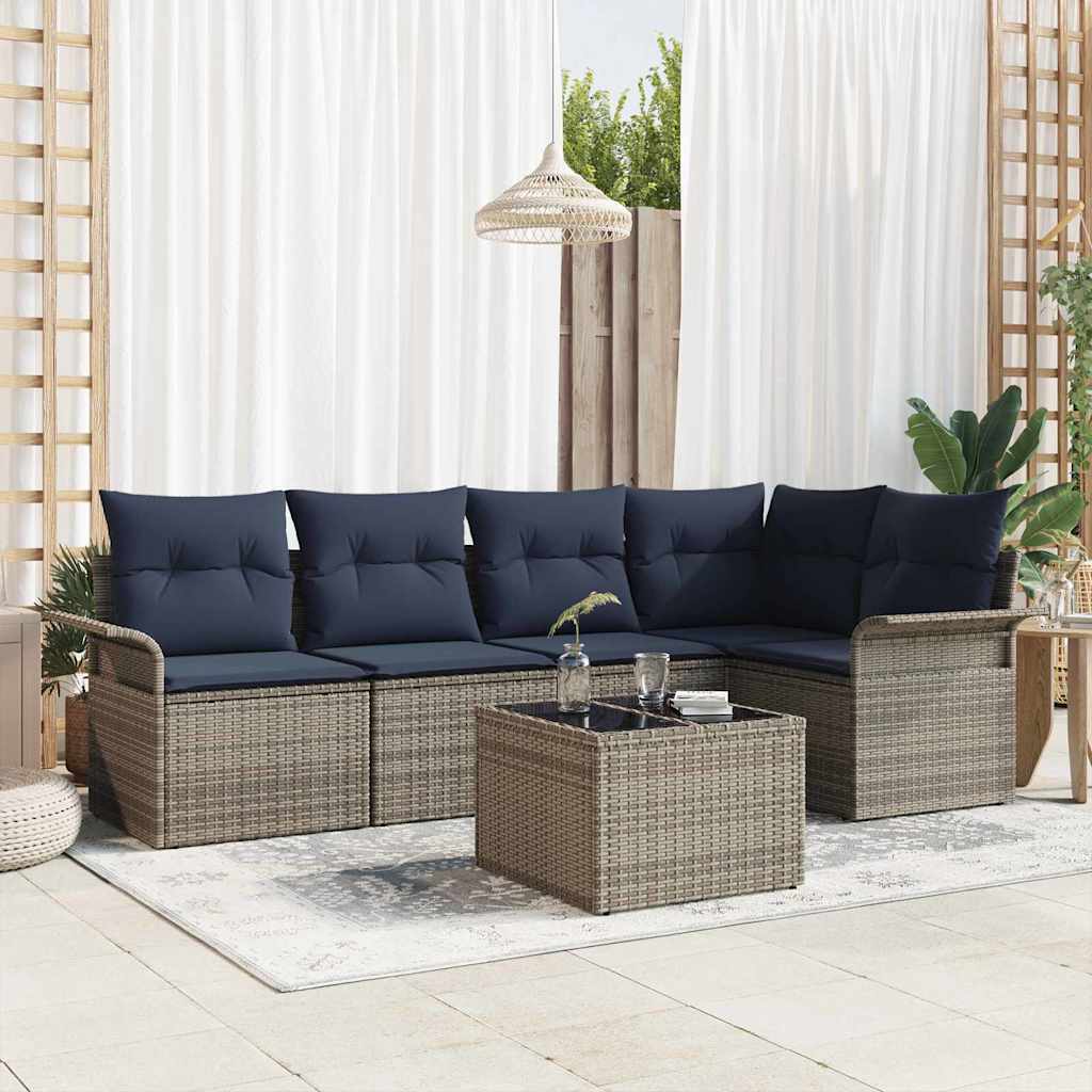 vidaXL Tuin Sofa Set met kussen 5 pcs Zwart poly rattan