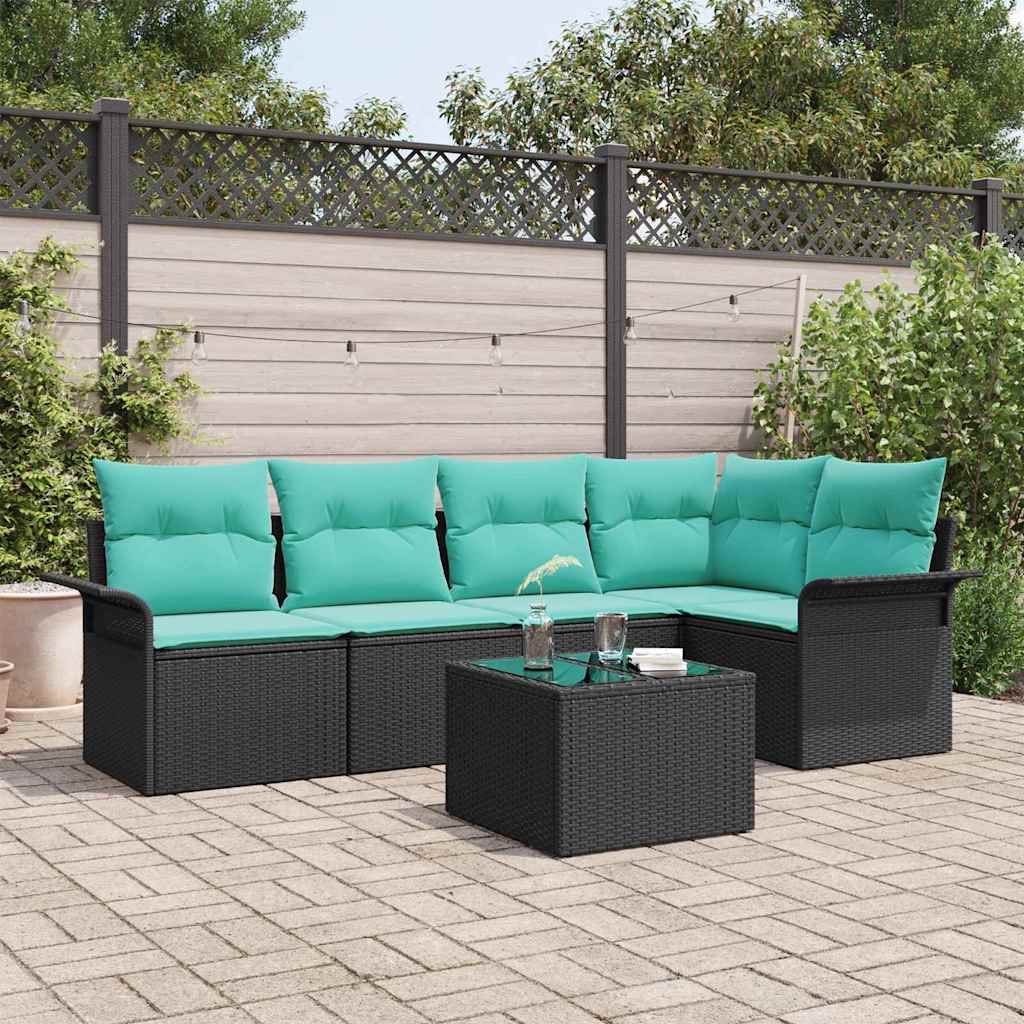 vidaXL Tuin Sofa Set met kussen 5 pcs Zwart poly rattan