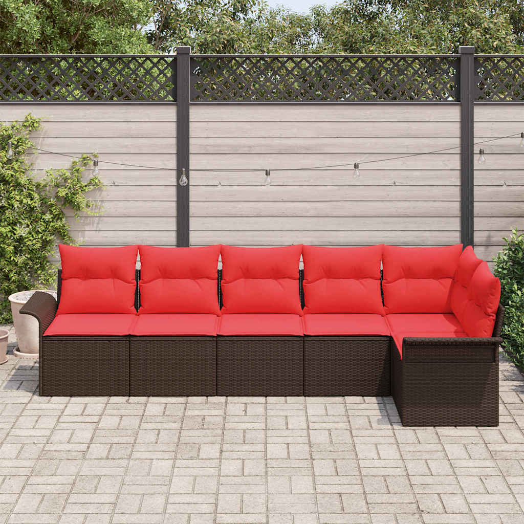 vidaXL Tuin Sofa Set met kussen 7 pcs Zwart poly rattan