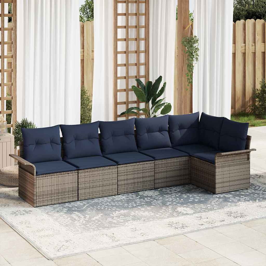 vidaXL Tuin Sofa Set met kussen 7 pcs Zwart poly rattan