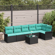 vidaXL Tuin Sofa Set met kussen 7 pcs Zwart poly rattan