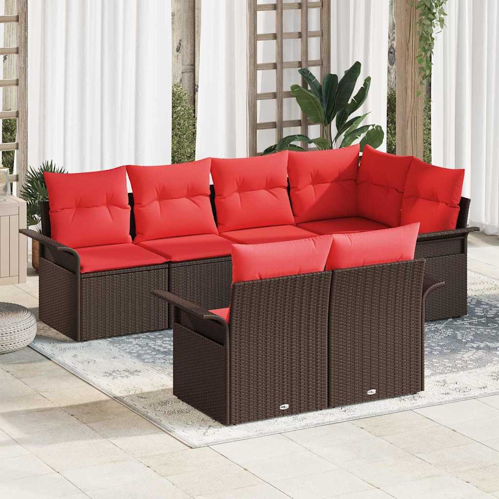 vidaXL Tuin Sofa Set met kussen 7 pcs Zwart poly rattan