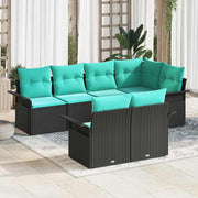 vidaXL Tuin Sofa Set met kussen 7 pcs Zwart poly rattan
