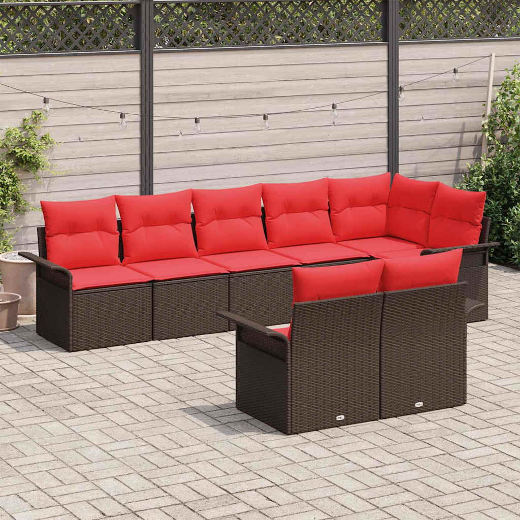 vidaXL Tuin Sofa Set met kussen 8 pcs Zwart poly rattan