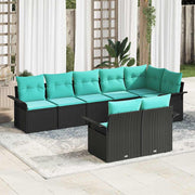 vidaXL Tuin Sofa Set met kussen 8 pcs Zwart poly rattan