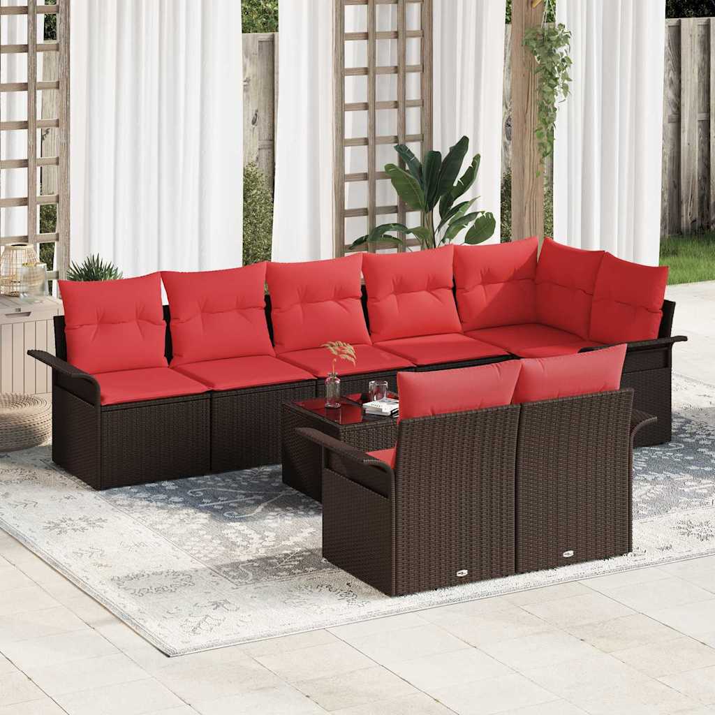 vidaXL Tuin Sofa Set met kussen 8 pcs Zwart poly rattan