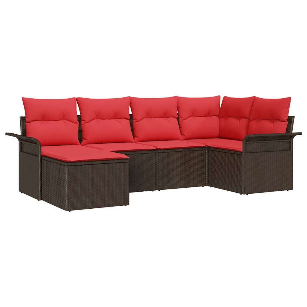 vidaXL Tuin Sofa Set met kussen 6 pcs Zwart poly rattan
