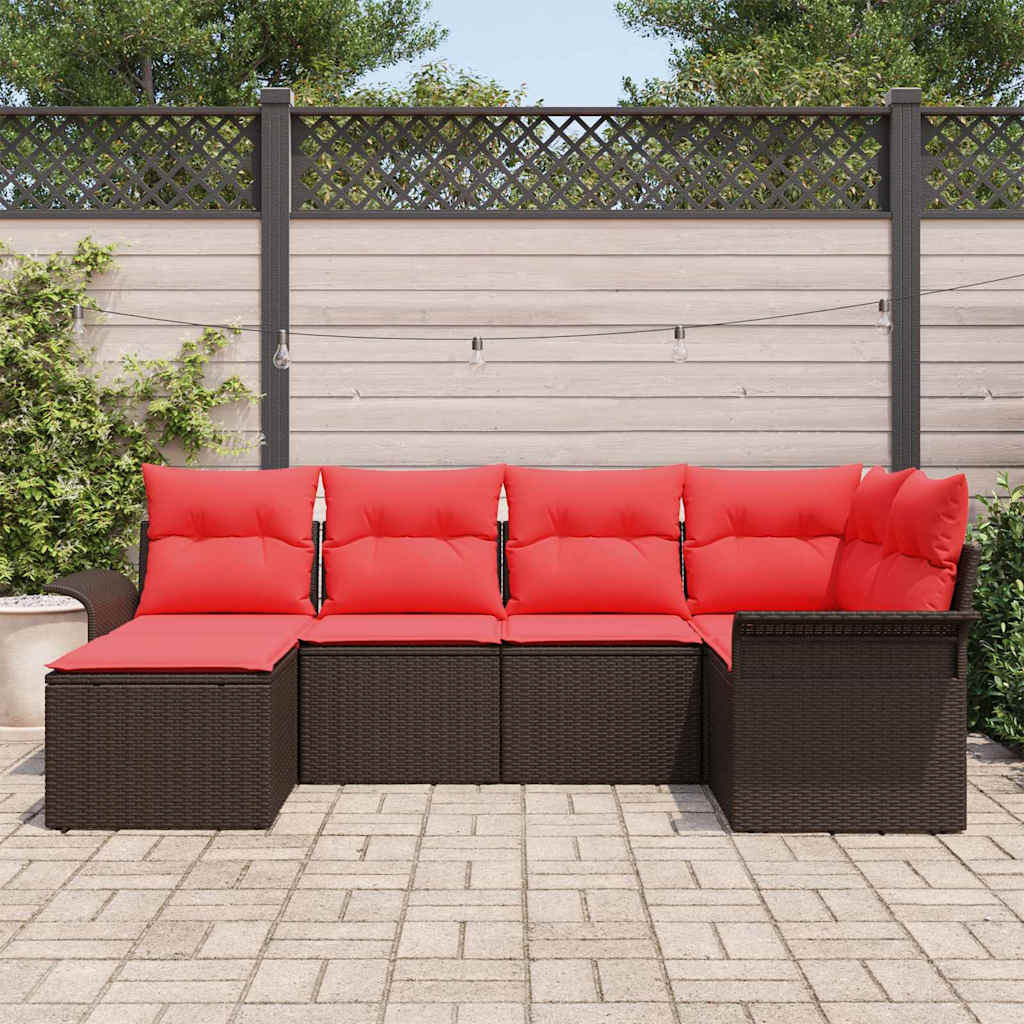 vidaXL Tuin Sofa Set met kussen 6 pcs Zwart poly rattan