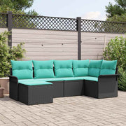 vidaXL Tuin Sofa Set met kussen 6 pcs Zwart poly rattan