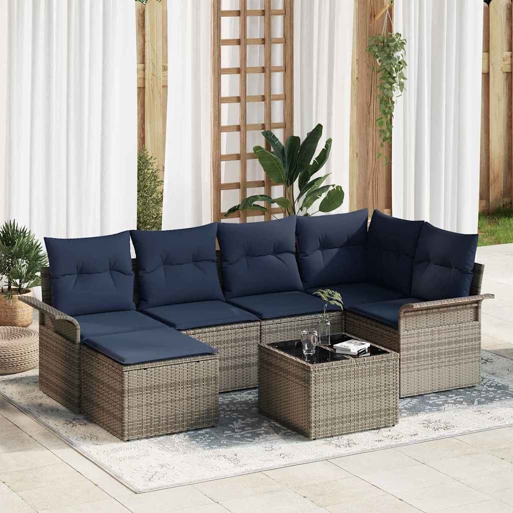 vidaXL Tuin Sofa Set met kussen 6 pcs Zwart poly rattan