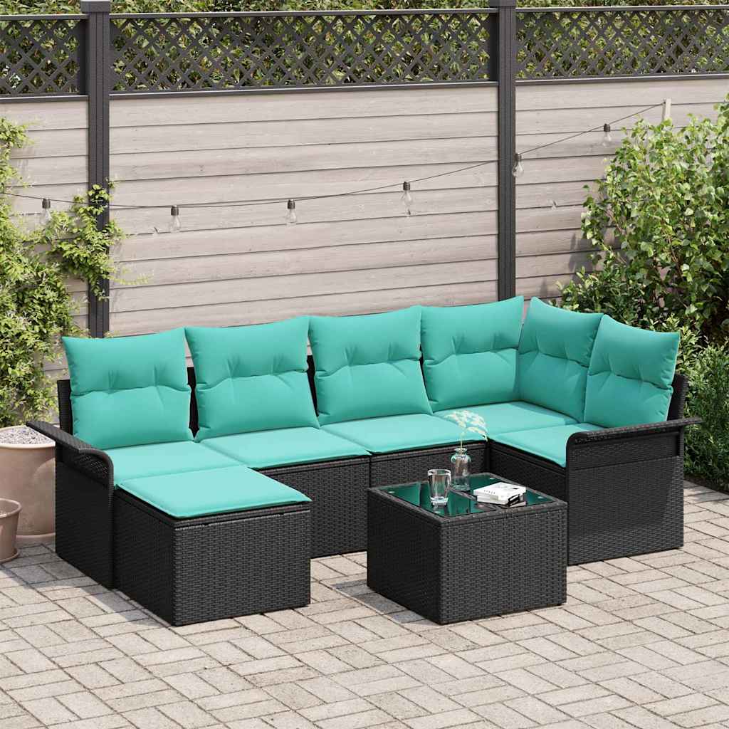 vidaXL Tuin Sofa Set met kussen 6 pcs Zwart poly rattan