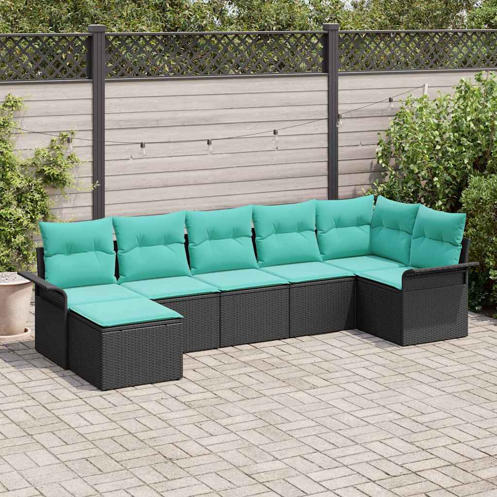 vidaXL Tuin Sofa Set met kussen 8 pcs Zwart Poly riet