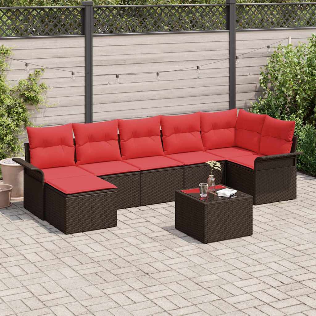 vidaXL Tuin Sofa Set met kussen 8 pcs Zwart Poly riet