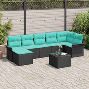vidaXL Tuin Sofa Set met kussen 8 pcs Zwart Poly riet