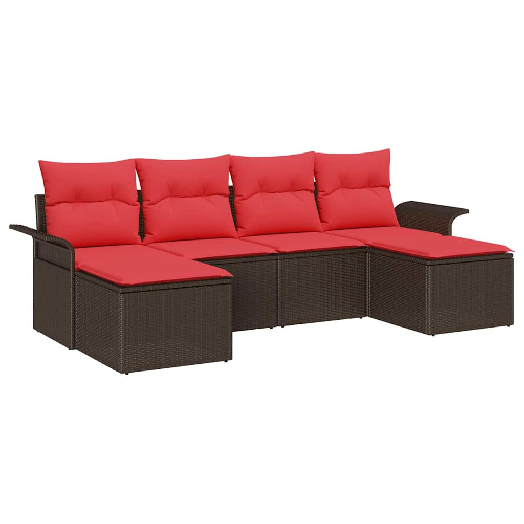 vidaXL Tuin Sofa Set met kussen 6 pcs Zwart poly rattan