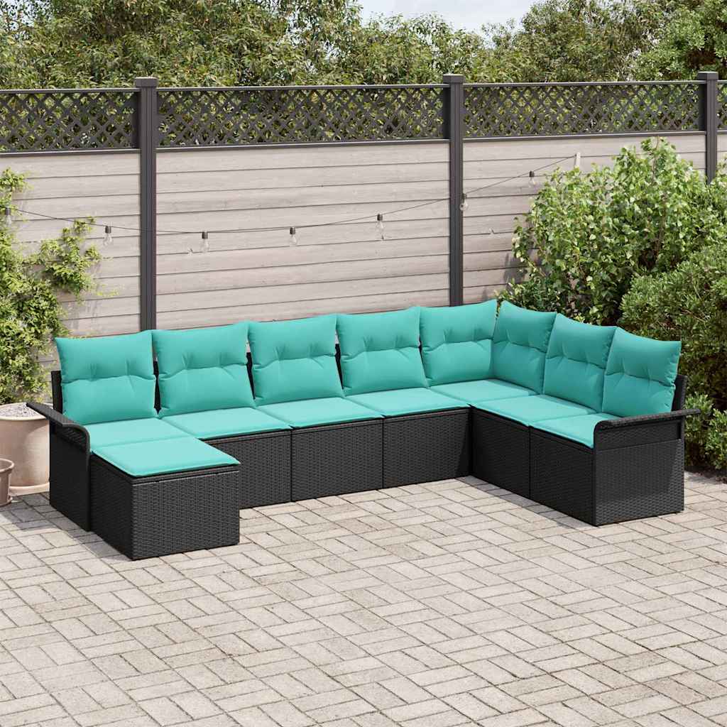 vidaXL Tuin Sofa Set met kussen 9 pcs Zwart poly rattan