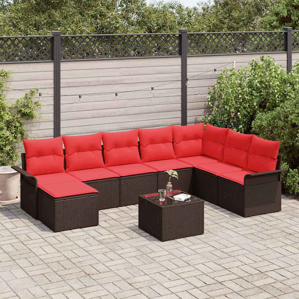 vidaXL Tuin Sofa Set met kussen 9 pcs Zwart poly rattan