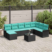 vidaXL Tuin Sofa Set met kussen 9 pcs Zwart poly rattan