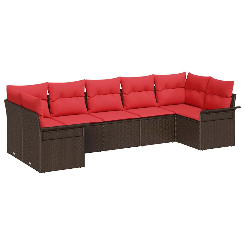 vidaXL Tuin Sofa Set met kussen 7 pcs Zwart Poly riet