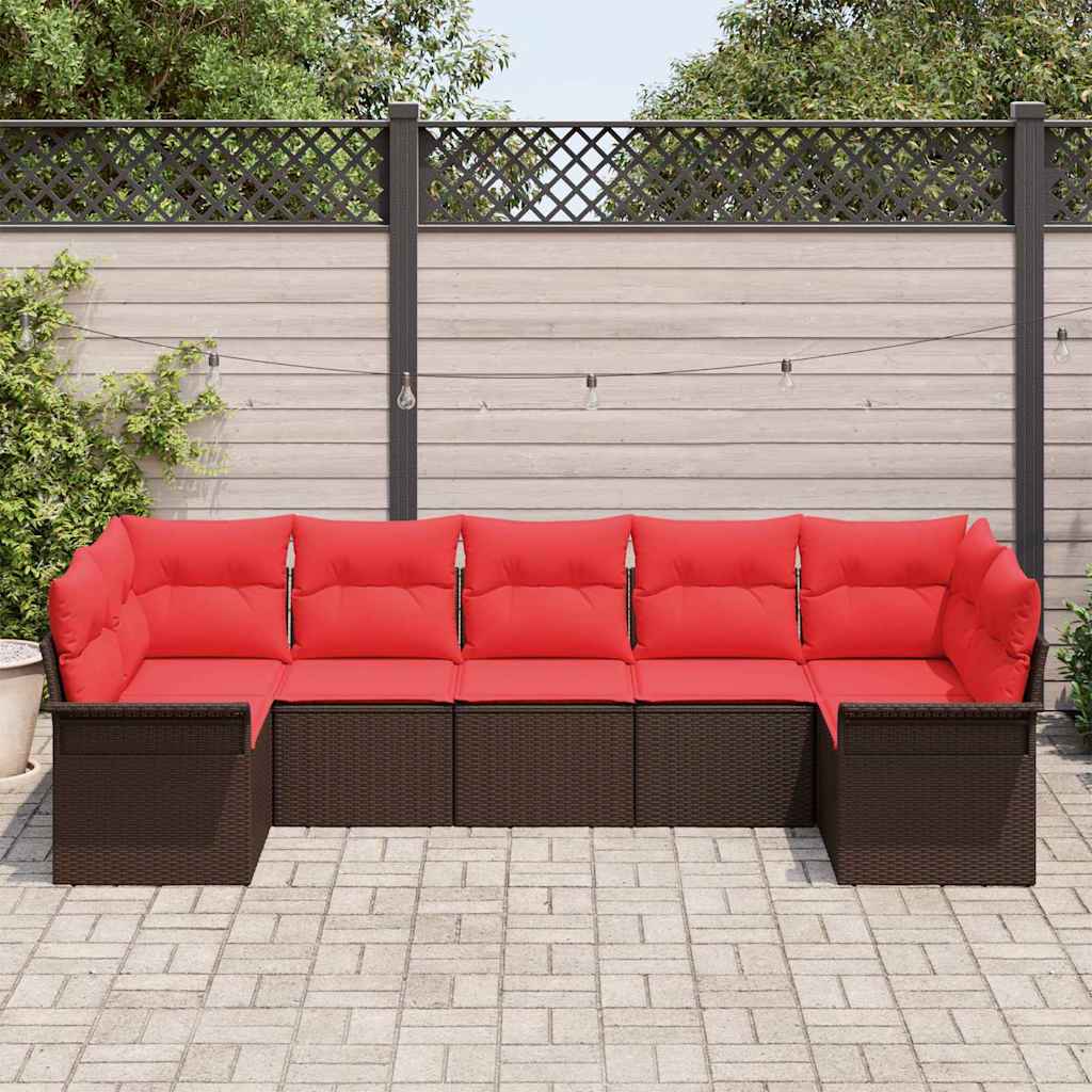 vidaXL Tuin Sofa Set met kussen 7 pcs Zwart Poly riet