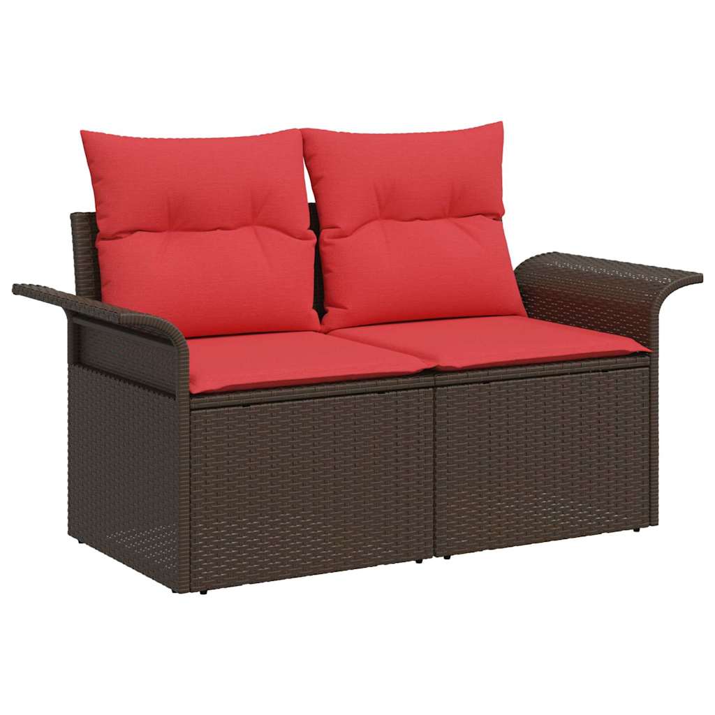 vidaXL Tuin Sofa Set met kussen 7 pcs Zwart Poly riet