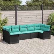 vidaXL Tuin Sofa Set met kussen 7 pcs Zwart Poly riet
