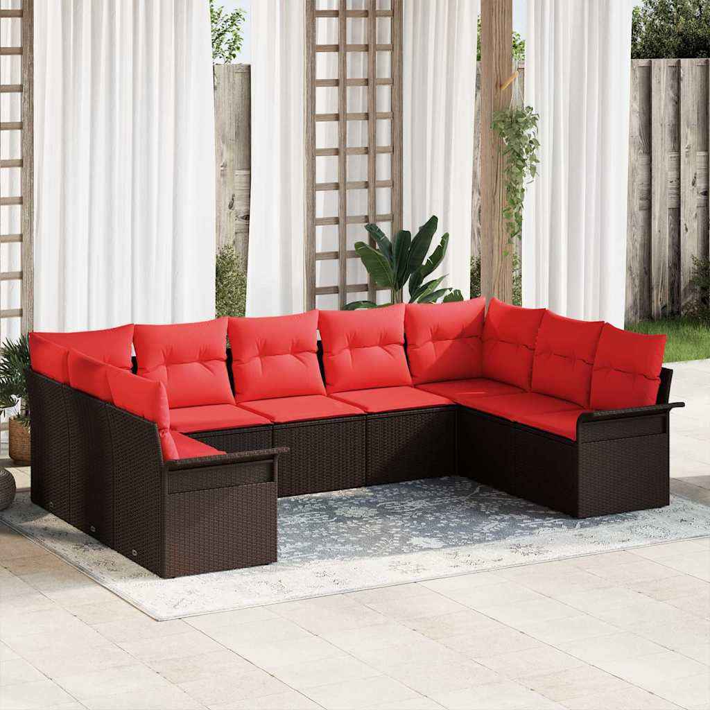 vidaXL Tuin Sofa Set met kussen 9 pcs Zwart poly rattan