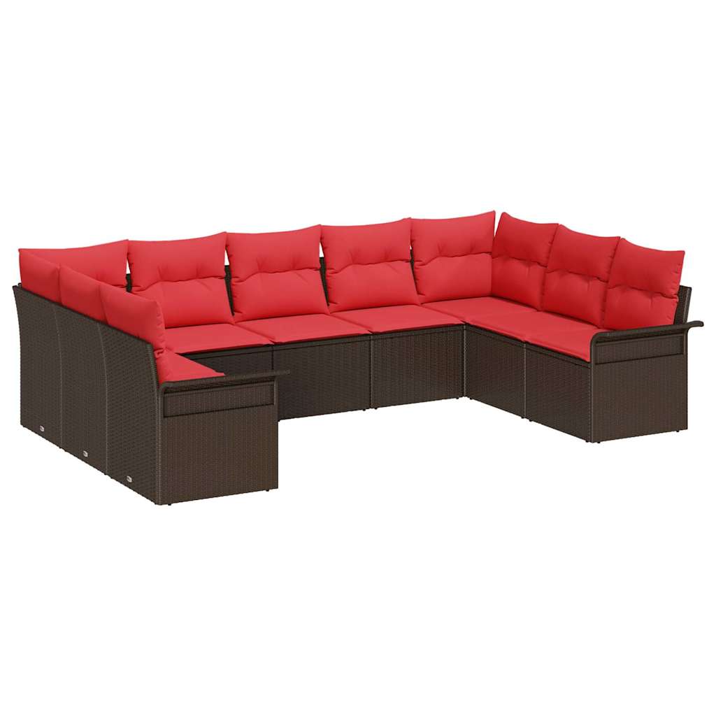 vidaXL Tuin Sofa Set met kussen 9 pcs Zwart poly rattan