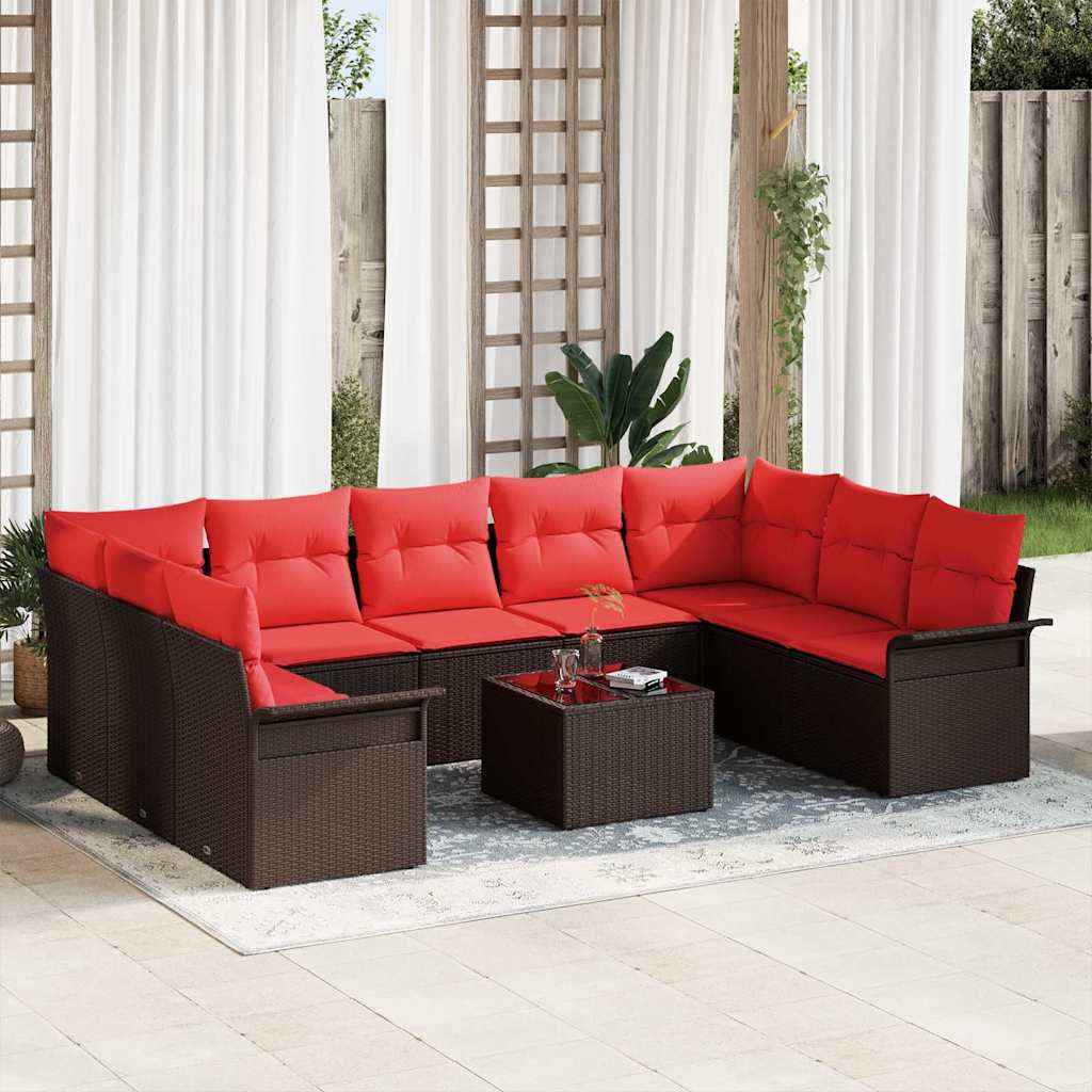 vidaXL Tuin Sofa Set met kussen 9 pcs Zwart poly rattan