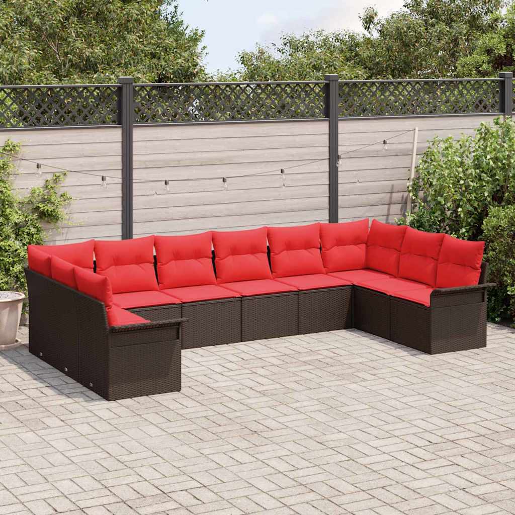 vidaXL Tuin Sofa Set met kussen 11 pcs Zwart Poly riet