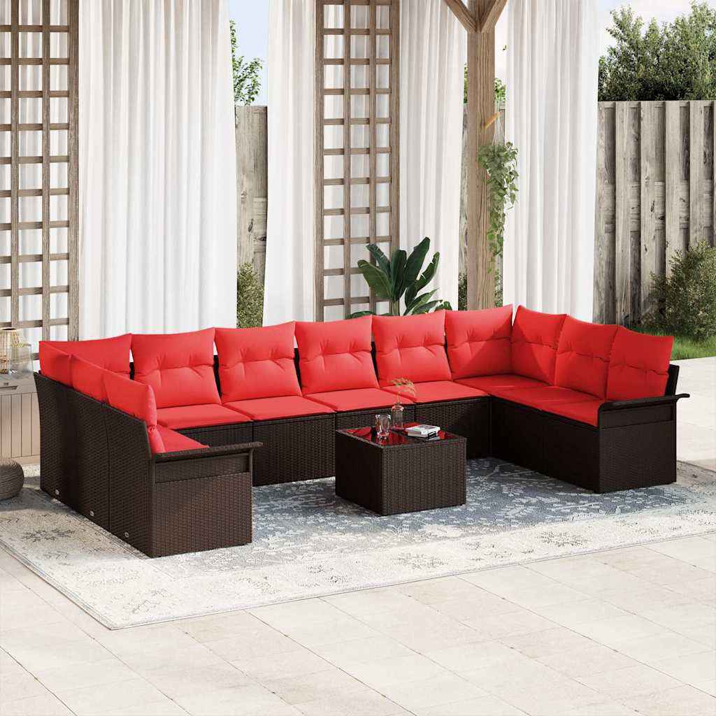 vidaXL Tuin Sofa Set met kussen 11 pcs Zwart Poly riet