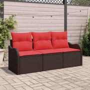 vidaXL Tuin Sofa Set met kussen 3 pcs Bruin Poly riet