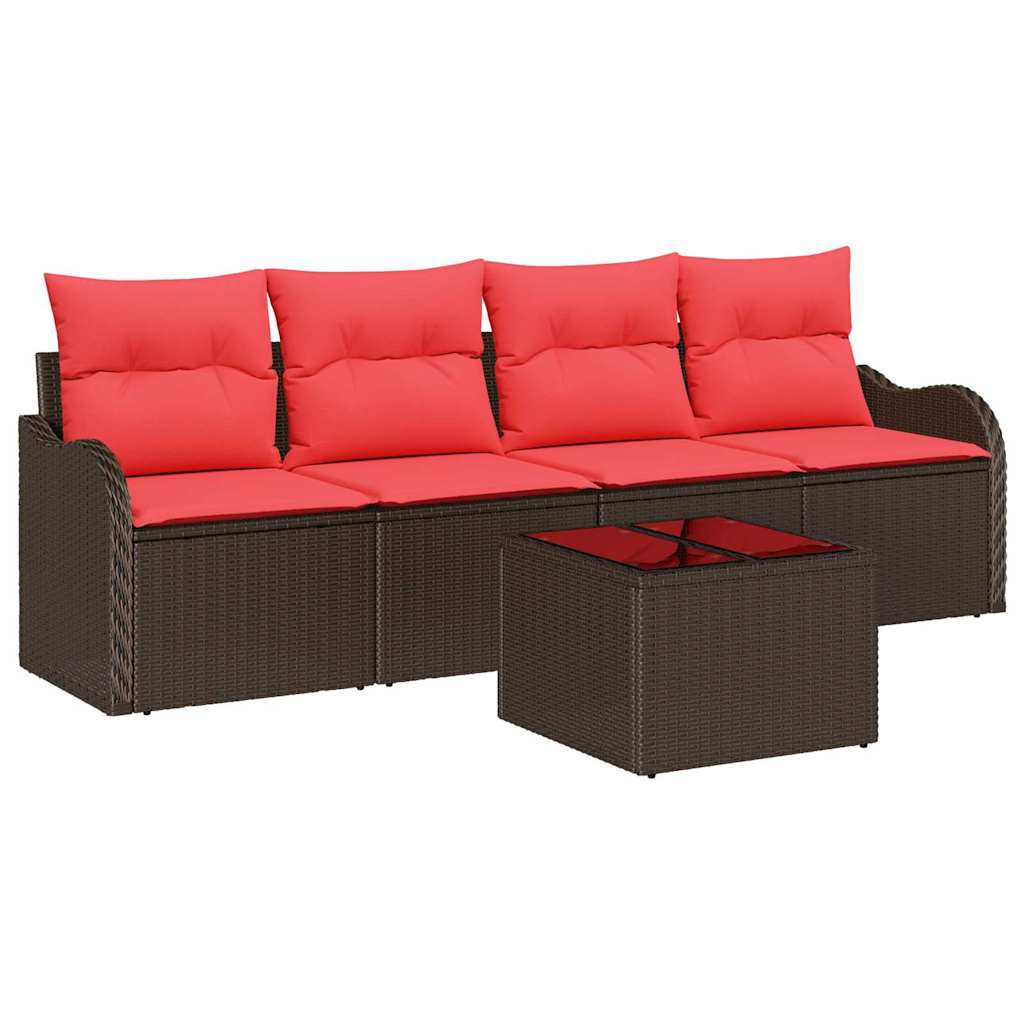 vidaXL Tuin Sofa Set 5 pcs Bruin poly rattan