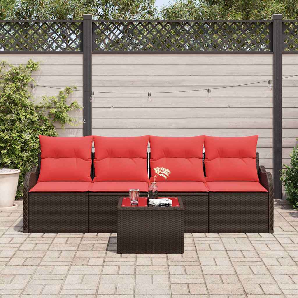 vidaXL Tuin Sofa Set 5 pcs Bruin poly rattan