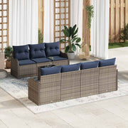 vidaXL Bankstel 8 st 7-Aantal zitplaatsen Grijs poly rattan