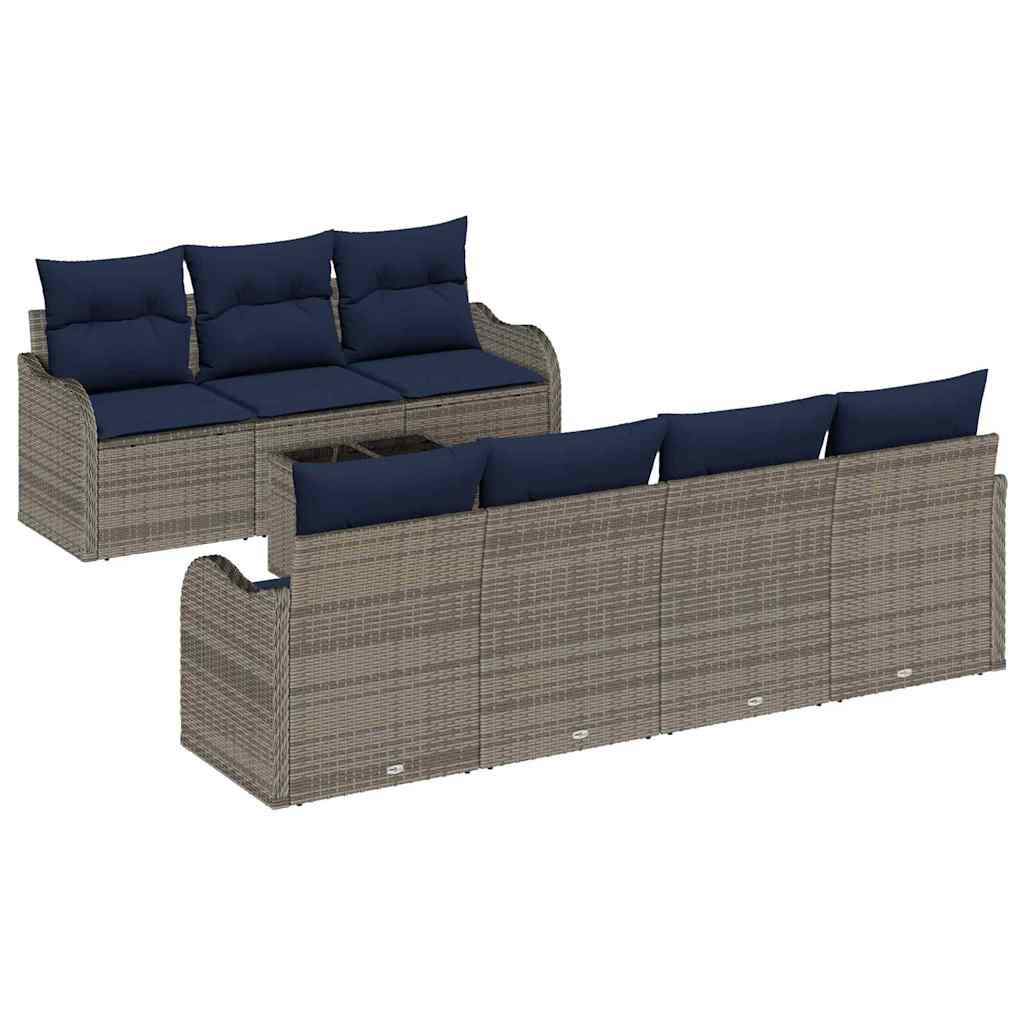 vidaXL Bankstel 8 st 7-Aantal zitplaatsen Grijs poly rattan