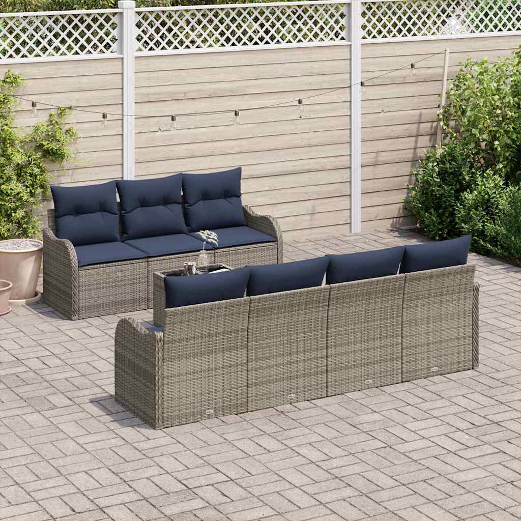 vidaXL Bankstel 8 st 7-Aantal zitplaatsen Grijs poly rattan