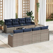 vidaXL Bankstel 9 st 8-Aantal zitplaatsen Grijs poly rattan