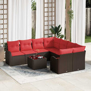 vidaXL Tuin Sofa Set met kussen met opslag 9 pcs Bruin poly rattan