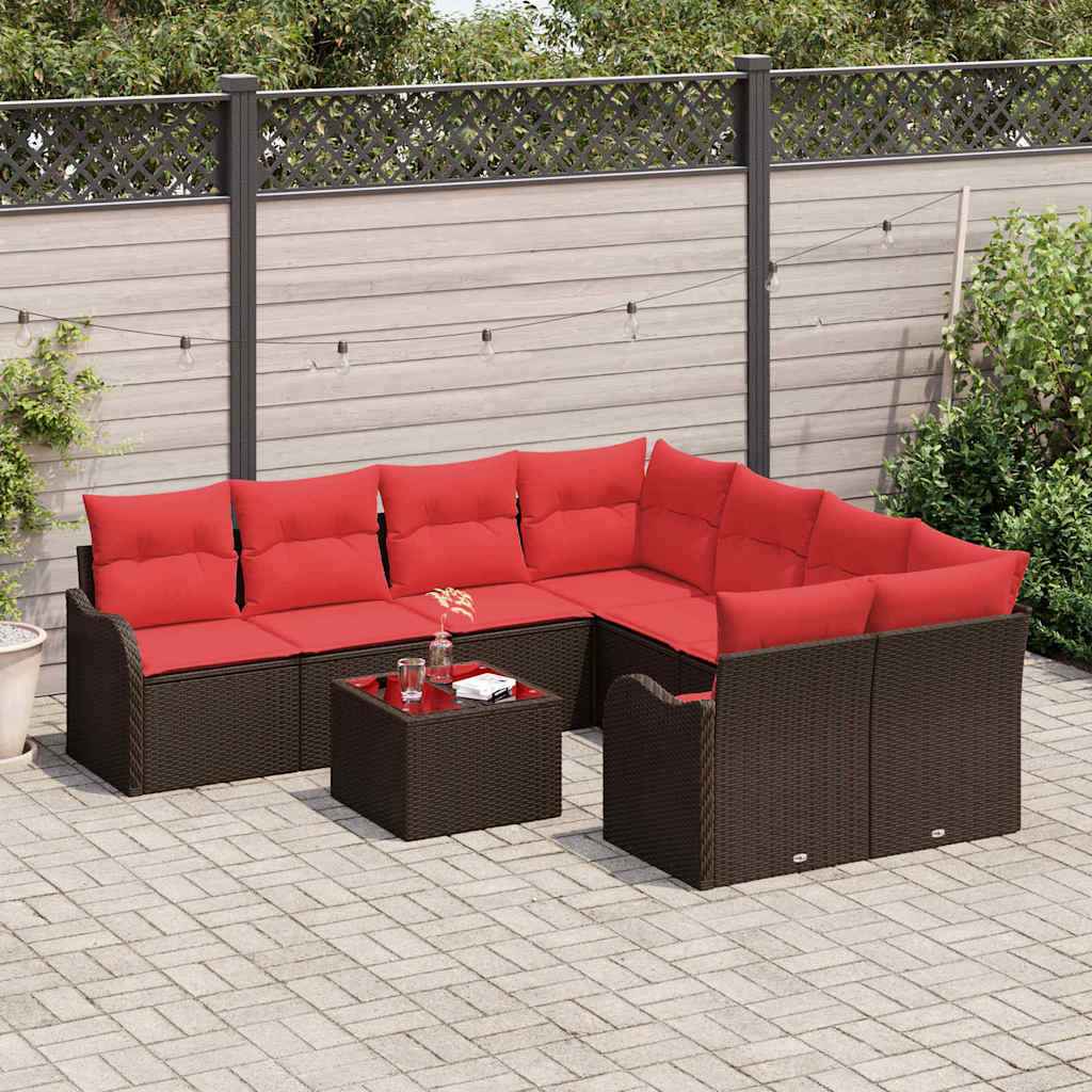 vidaXL Tuin Sofa Set met kussen met opslag 9 pcs Bruin poly rattan