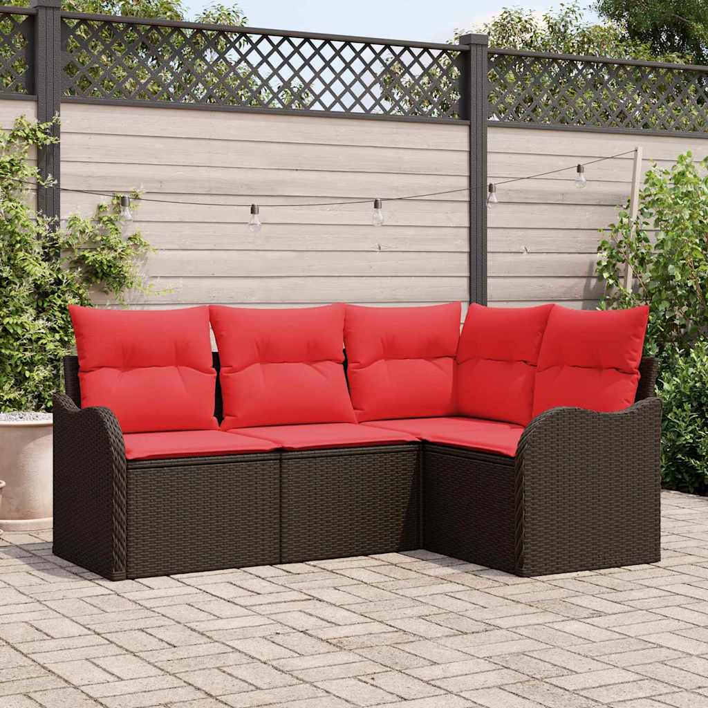 vidaXL Tuin Sofa Set 4 pcs Bruin poly rattan